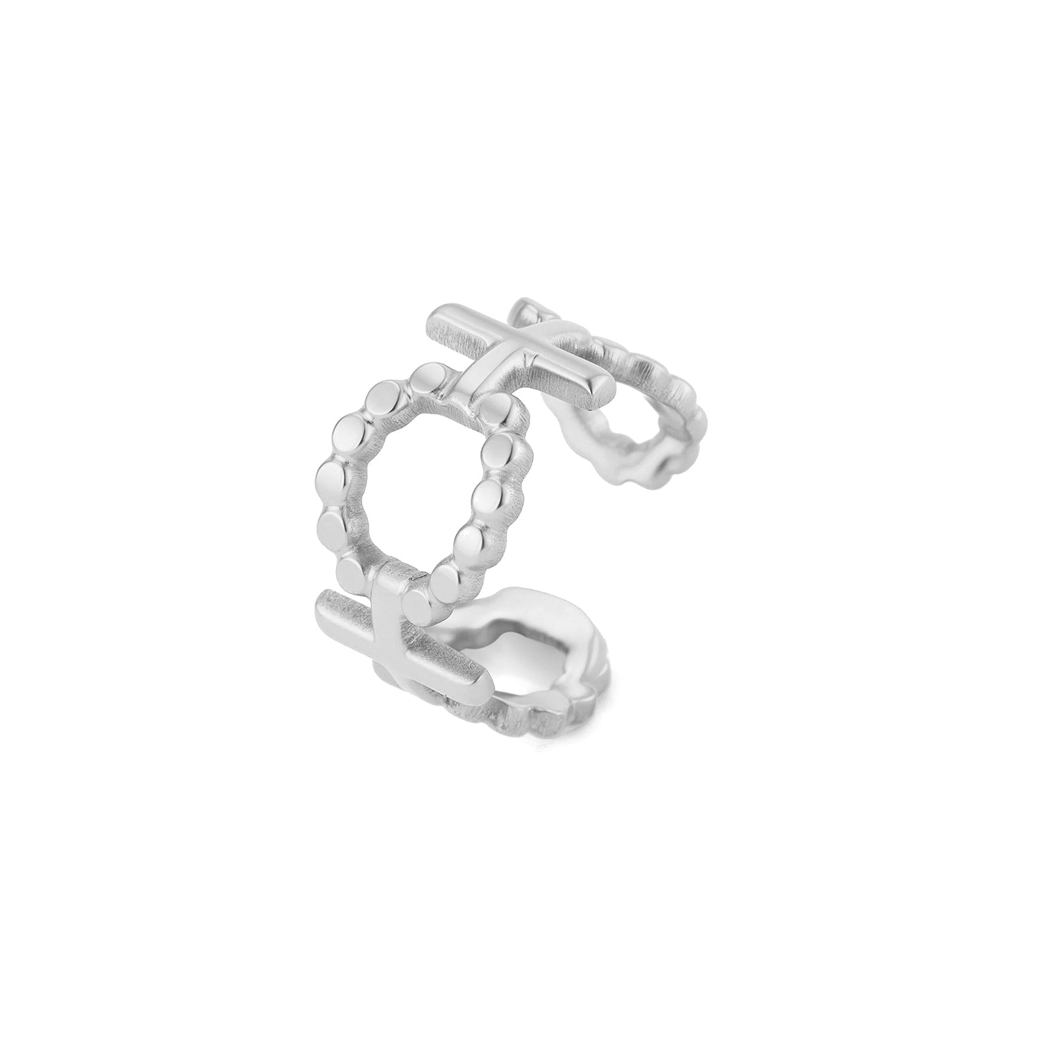 Ear cuff dubbel ringpatroon zilver - Desieradenconcurrent.nl
