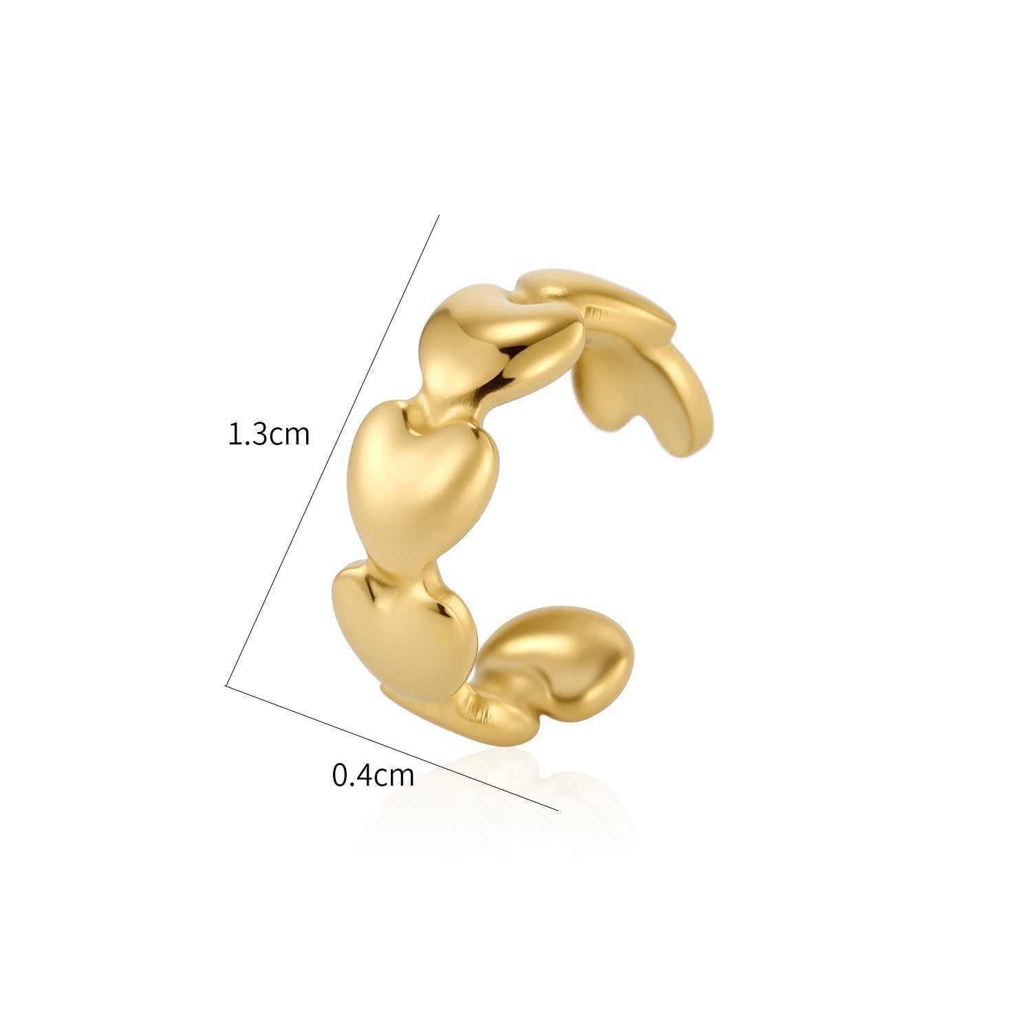Ear cuff fancy hartjes goud - Desieradenconcurrent.nl