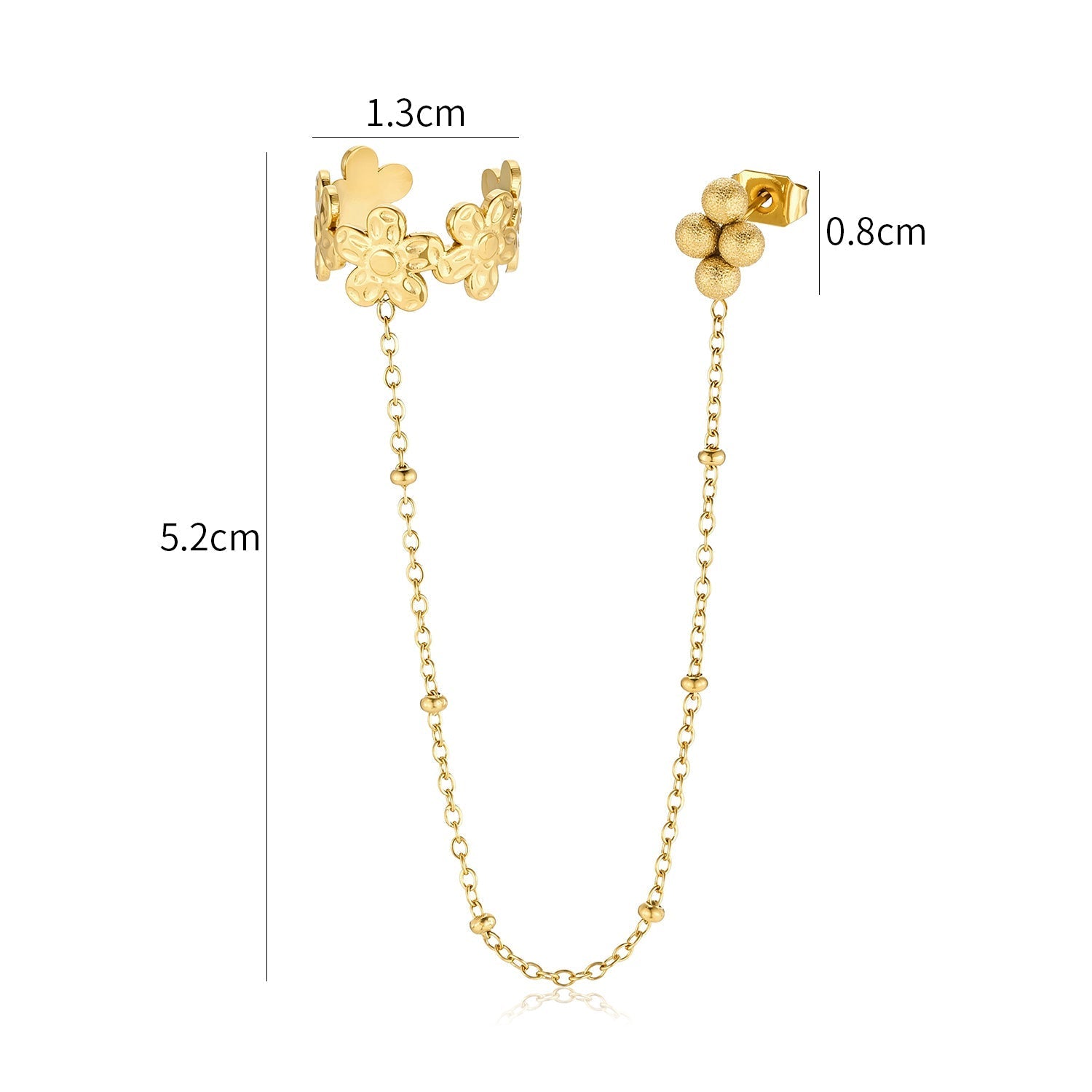 Ear cuff ketting bloemen goud - Desieradenconcurrent.nl