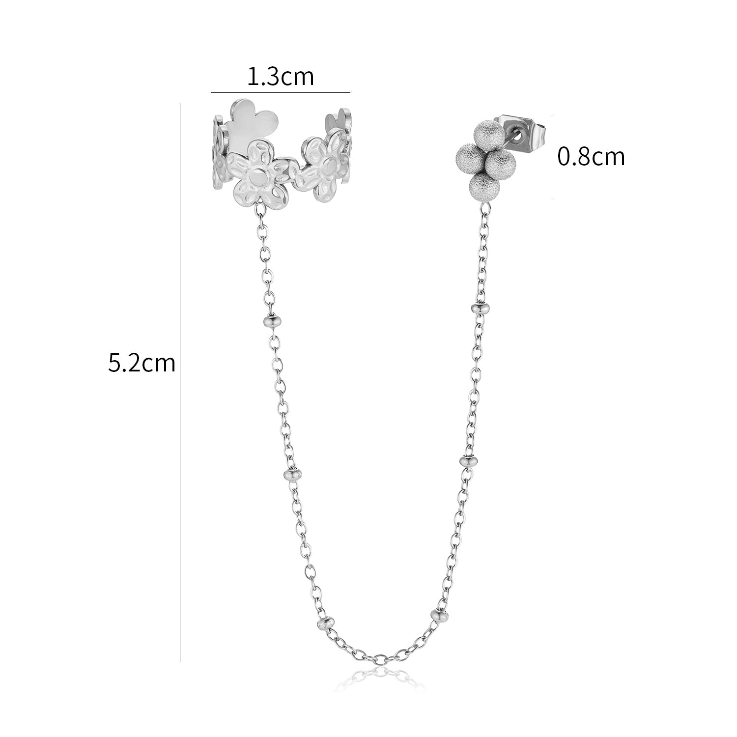 Ear cuff ketting bloemen zilver - Desieradenconcurrent.nl