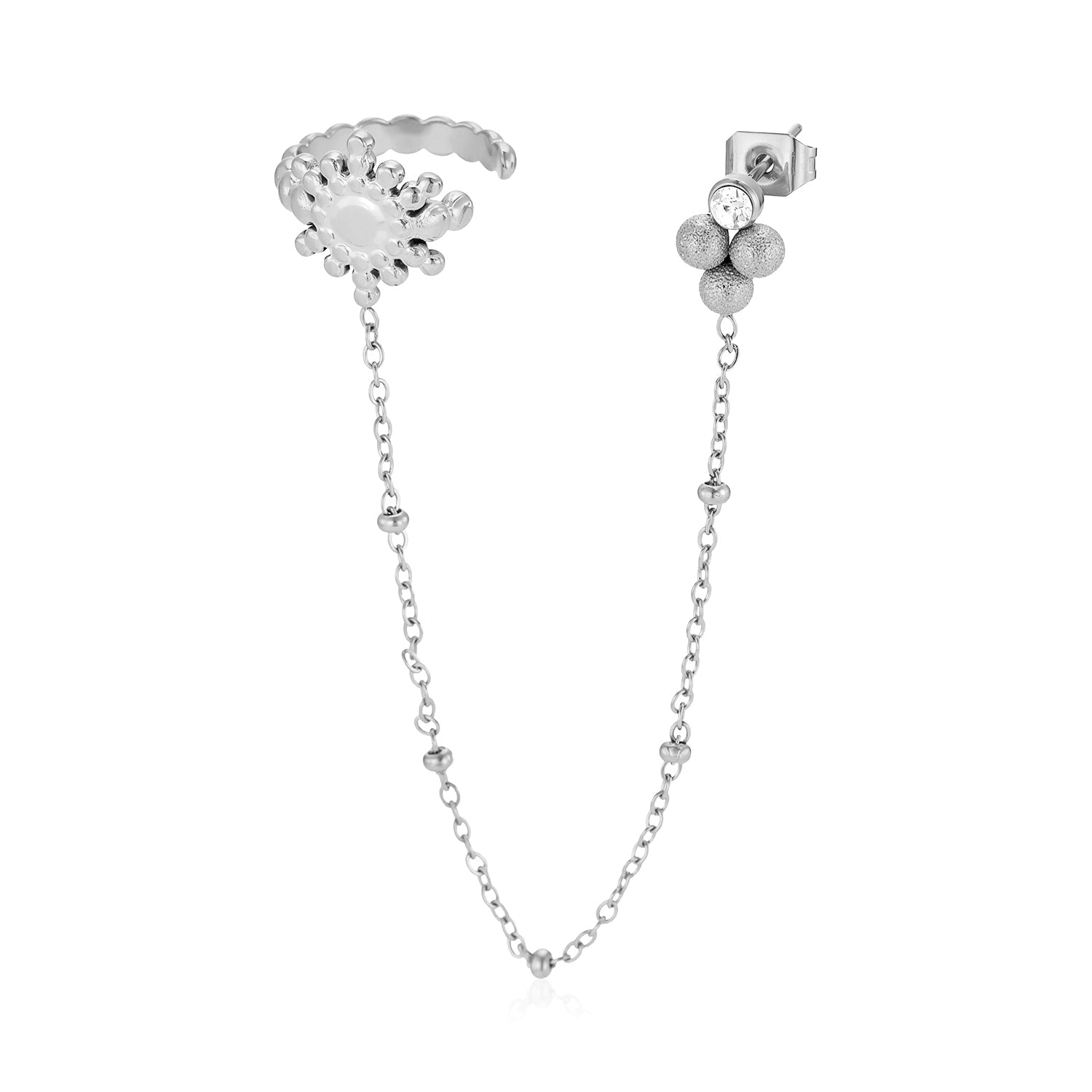 Ear Cuff ketting zon zilver - Desieradenconcurrent.nl