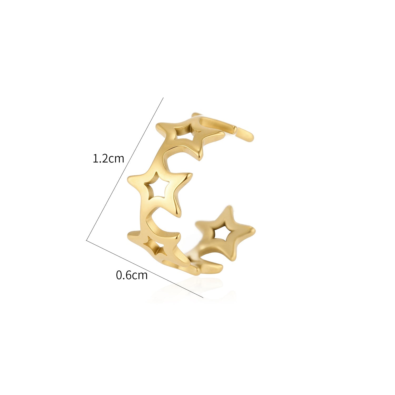 Ear cuff verbonden sterren goud - Desieradenconcurrent.nl
