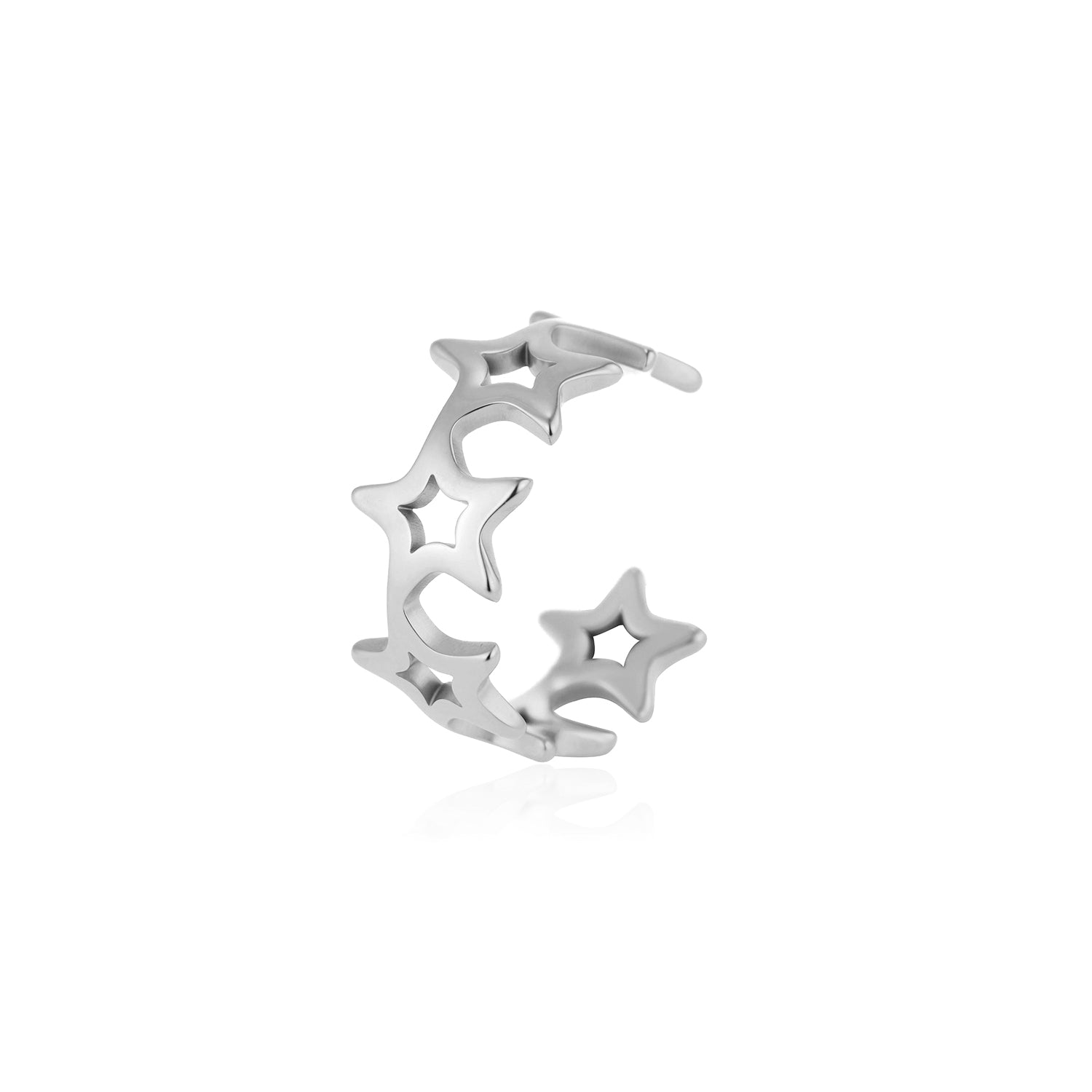 Ear cuff verbonden sterren zilver - Desieradenconcurrent.nl