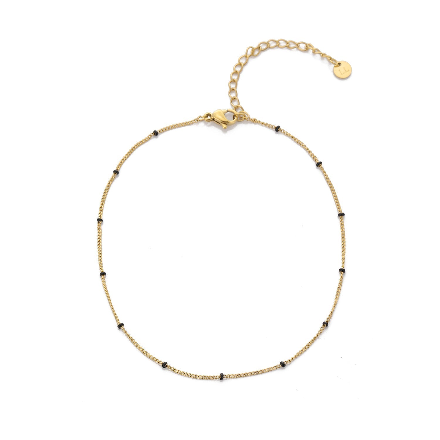 Enkelband balletjes goud/zwart - Desieradenconcurrent.nl