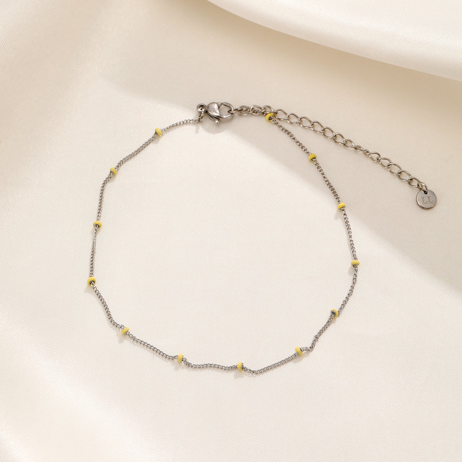 Enkelband balletjes zilver/geel - Desieradenconcurrent.nl