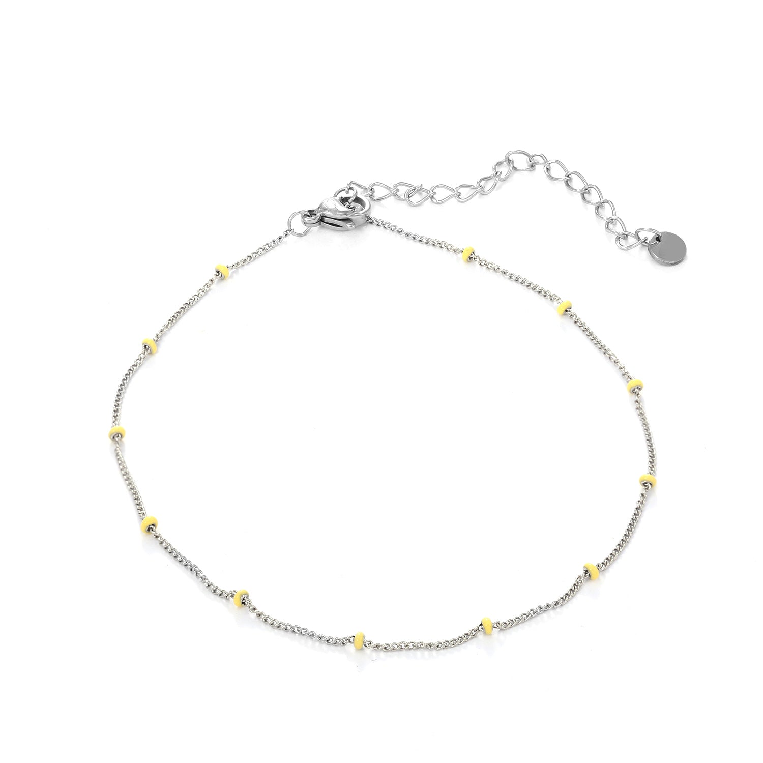 Enkelband balletjes zilver/geel - Desieradenconcurrent.nl