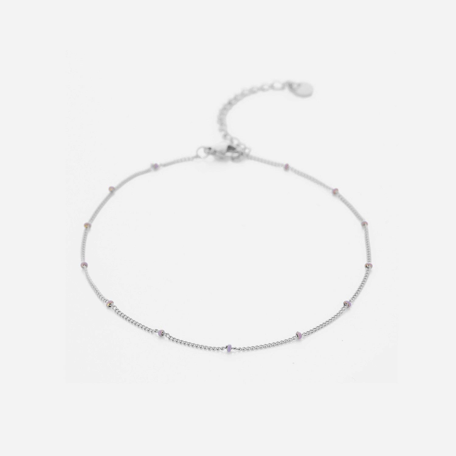 Enkelband balletjes zilver/paars - Desieradenconcurrent.nl
