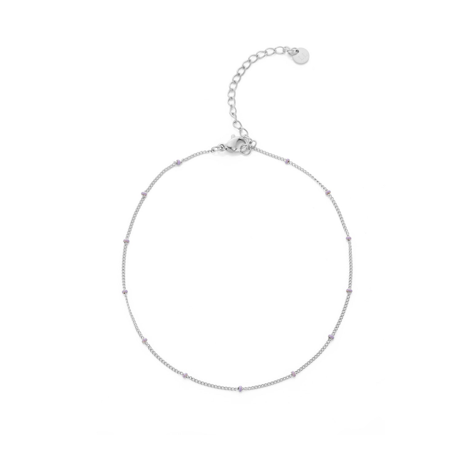 Enkelband balletjes zilver/paars - Desieradenconcurrent.nl