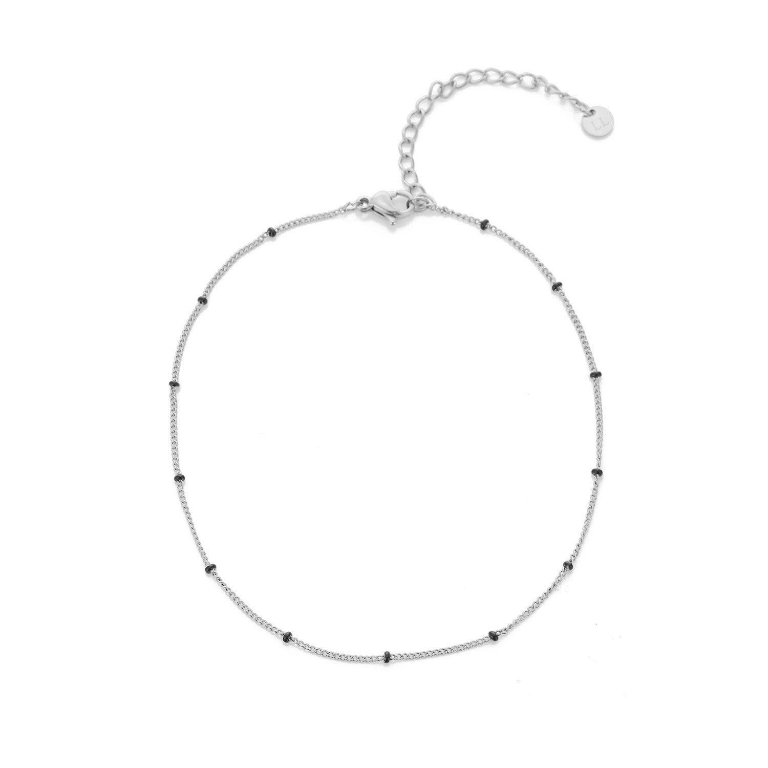 Enkelband balletjes zilver/zwart - Desieradenconcurrent.nl