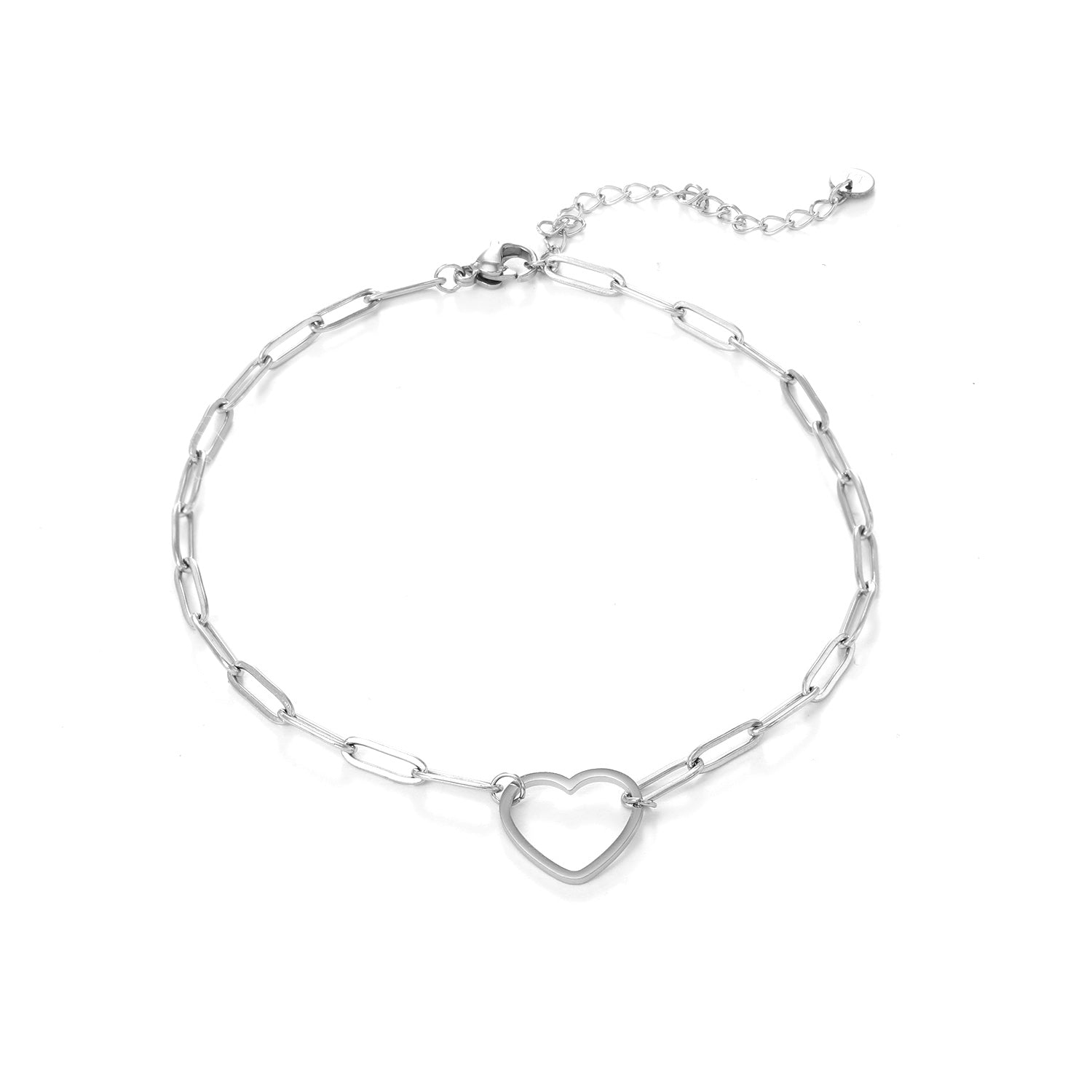 Enkelband grote hart zilver - Desieradenconcurrent.nl