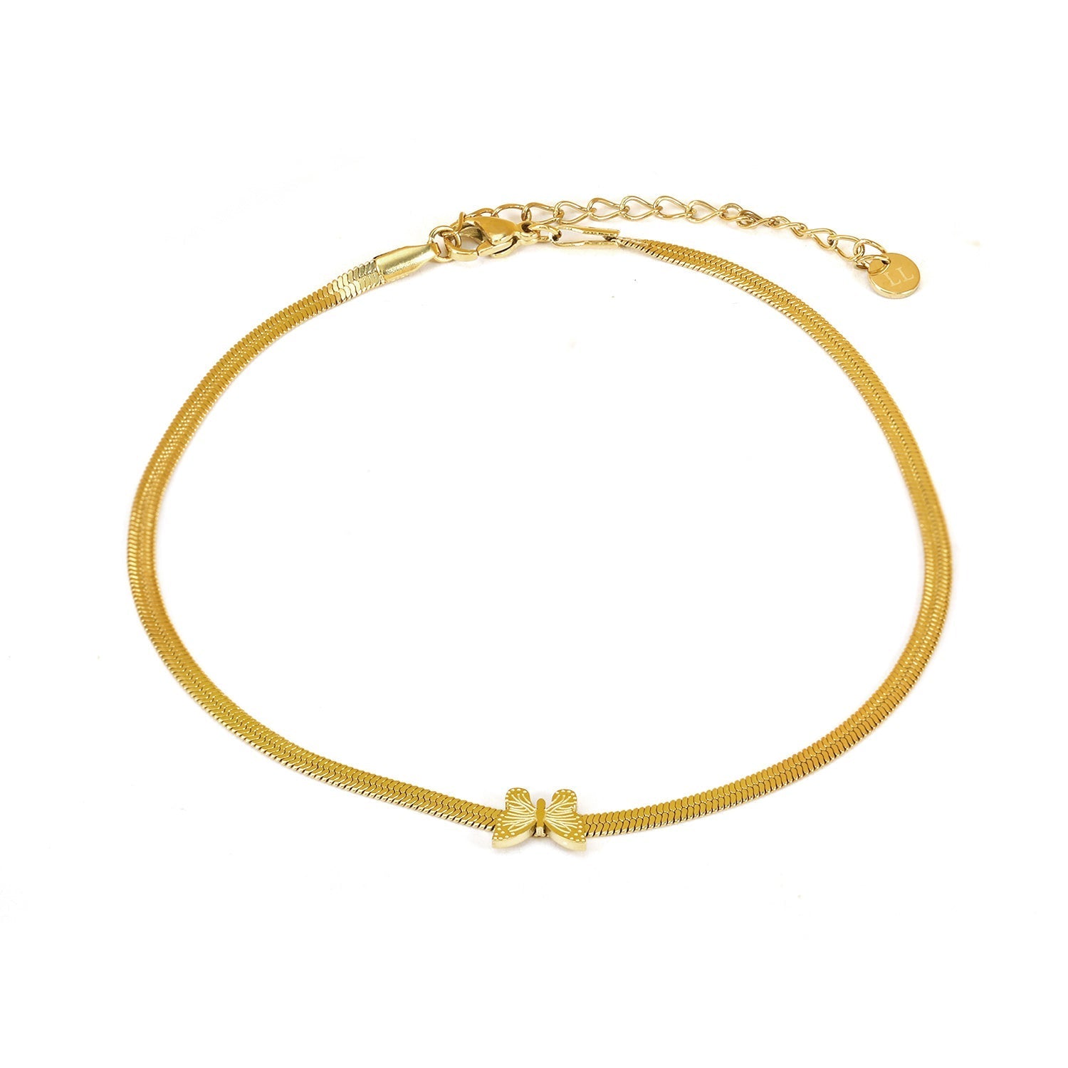 Enkelband plat vlinder goud - Desieradenconcurrent.nl