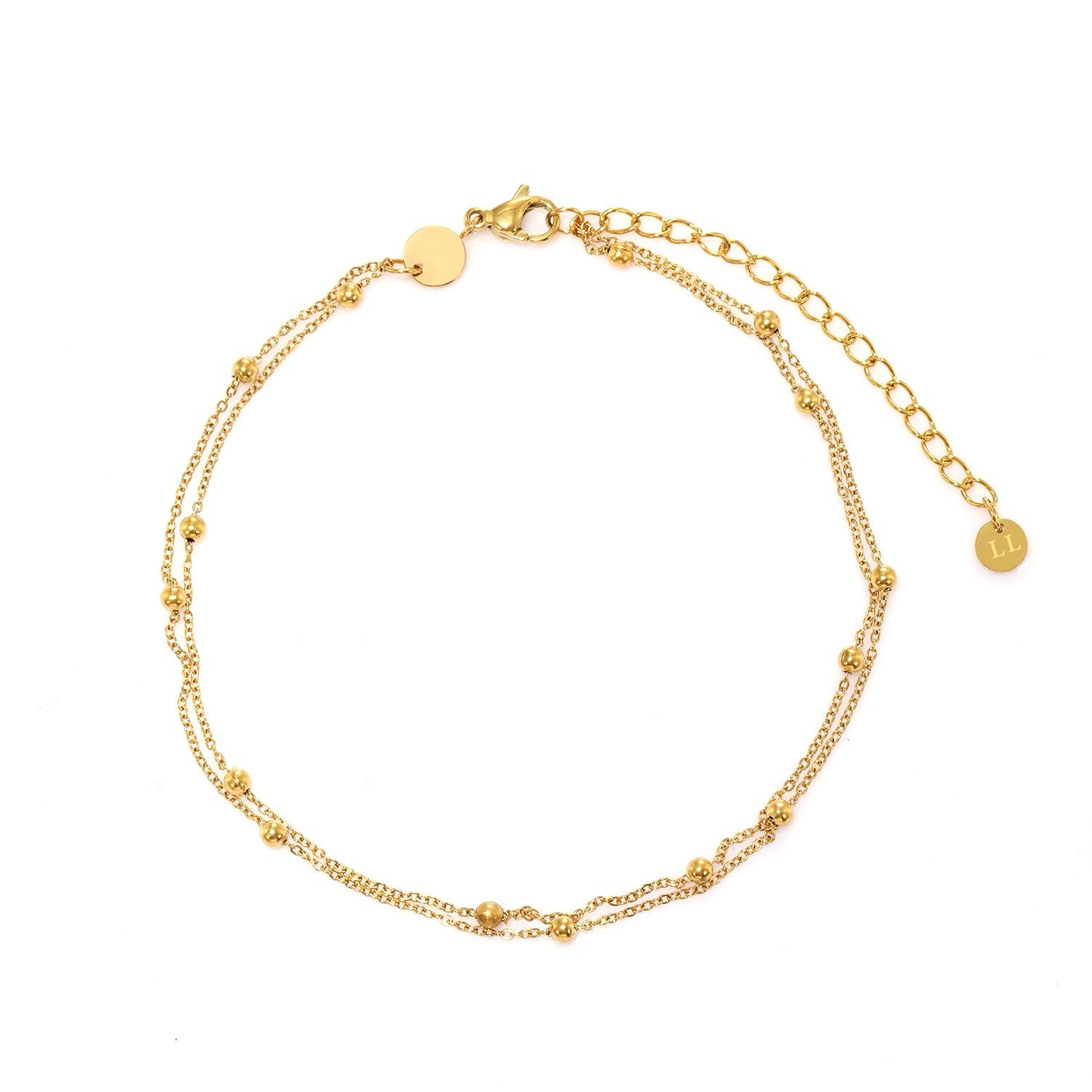Enkelband tweelaags balletjes goud - Desieradenconcurrent.nl