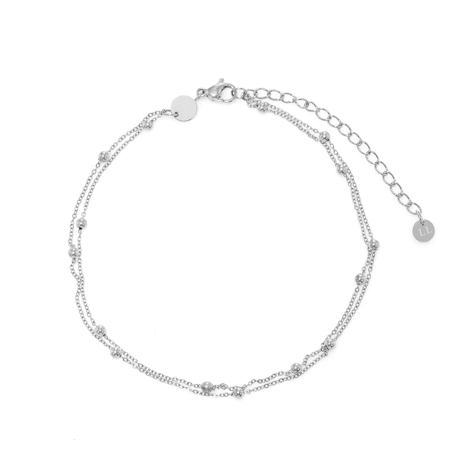 Enkelband tweelaags balletjes zilver - Desieradenconcurrent.nl