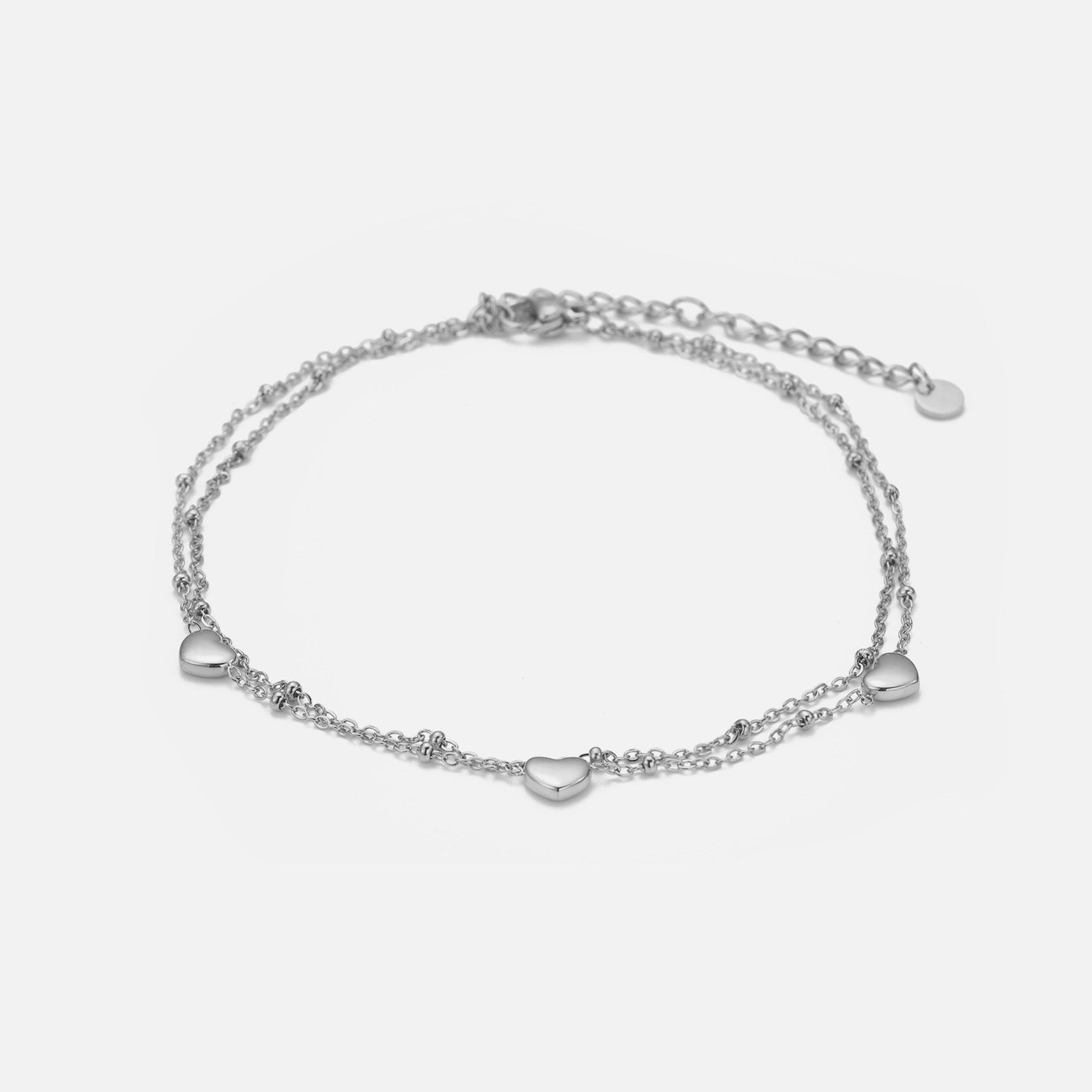 Enkelband tweelaags drie hartjes zilver - Desieradenconcurrent.nl
