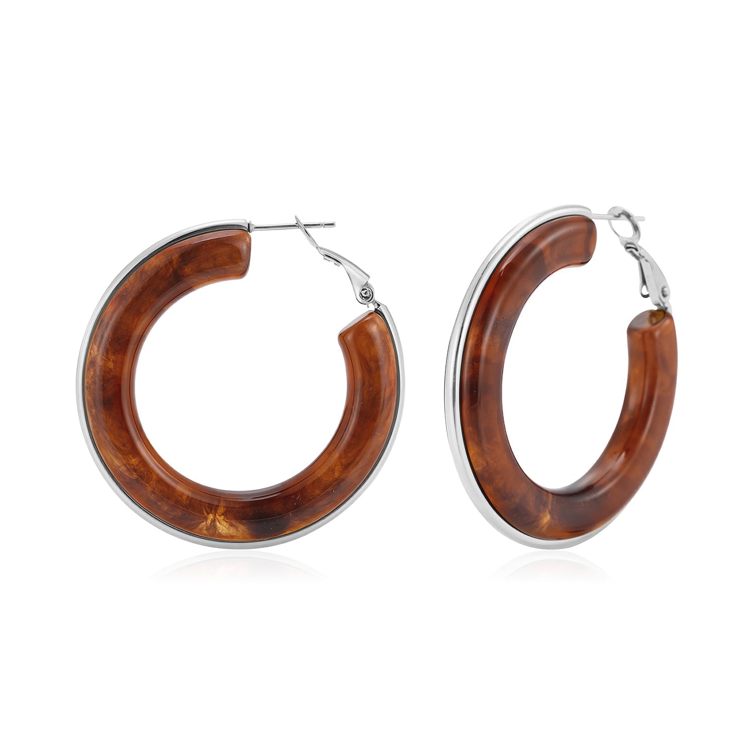 Hoops groot bruin zilver - Desieradenconcurrent.nl