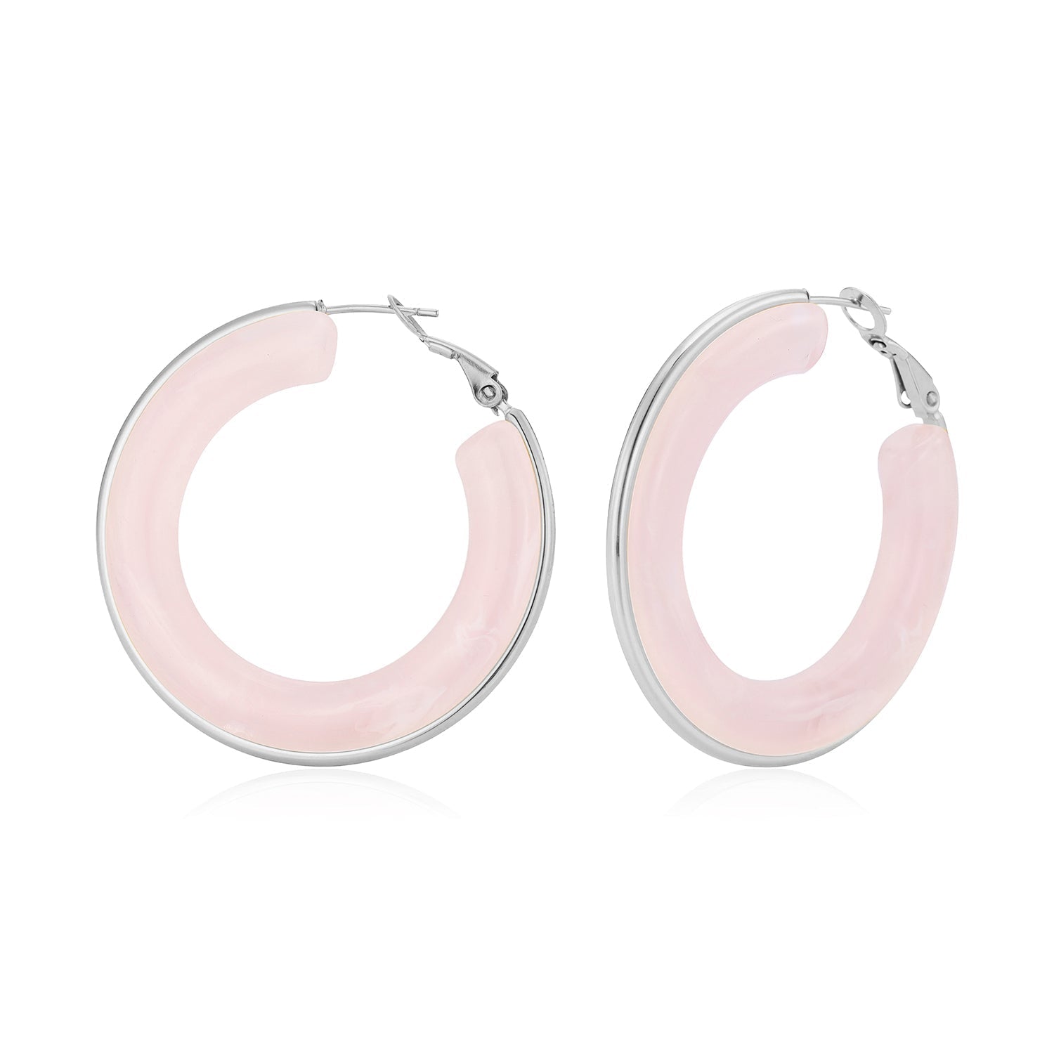 Hoops groot roze zilver - Desieradenconcurrent.nl