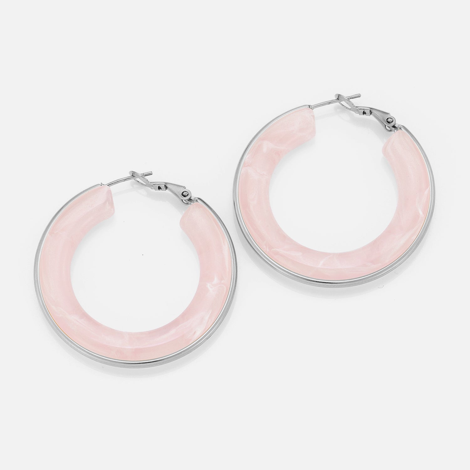 Hoops groot roze zilver - Desieradenconcurrent.nl