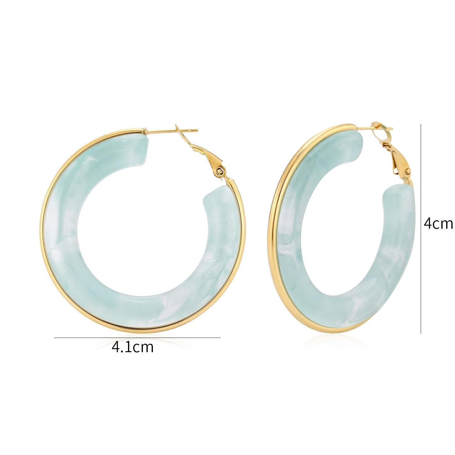 Hoops groot turquoise goud - Desieradenconcurrent.nl