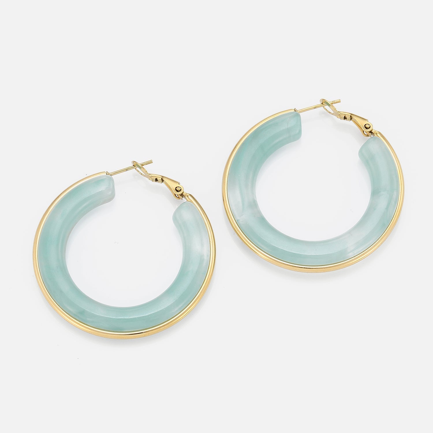 Hoops groot turquoise goud - Desieradenconcurrent.nl
