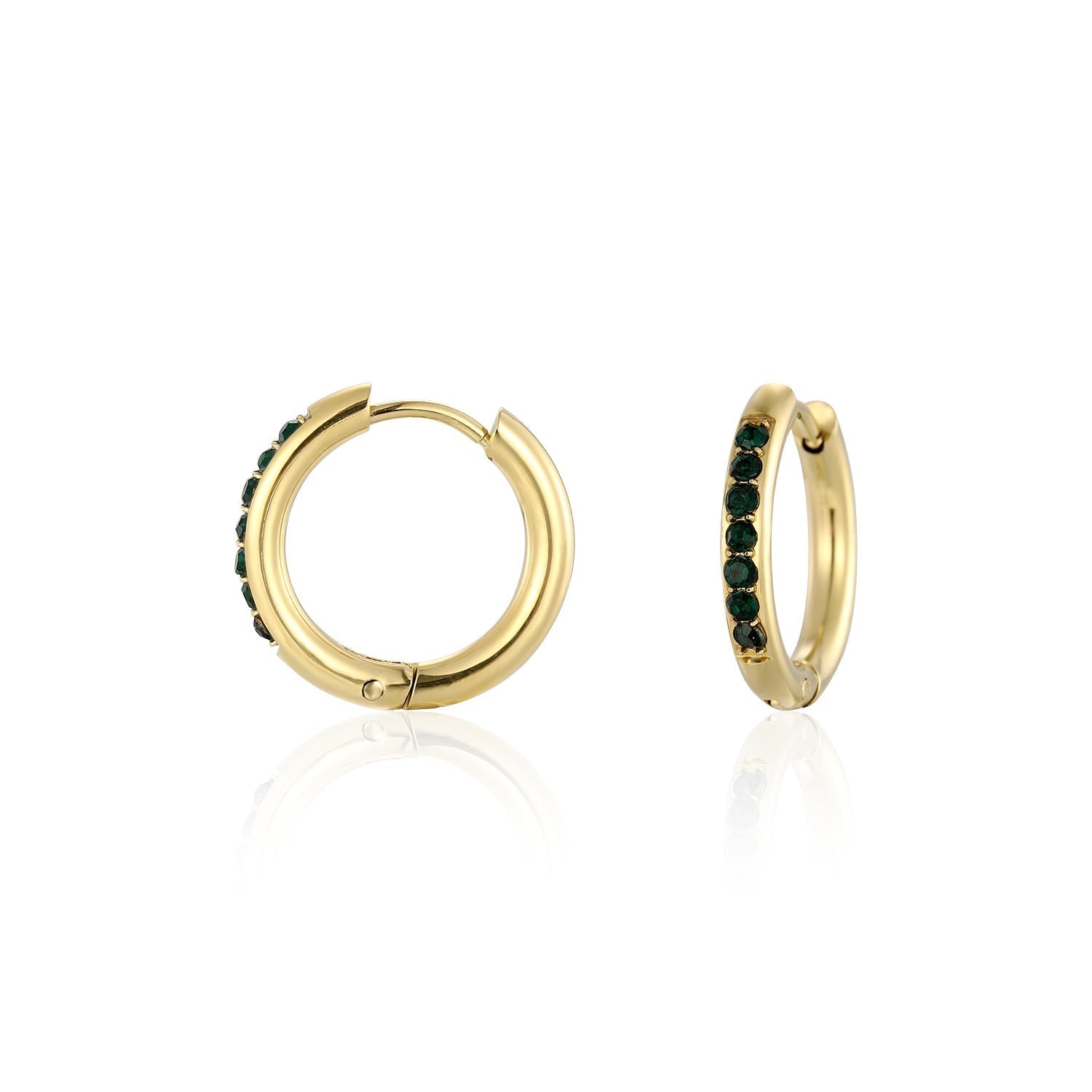 Hoops met steentjes groen/goud - Desieradenconcurrent.nl