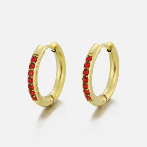 Hoops met steentjes rood/goud - Desieradenconcurrent.nl
