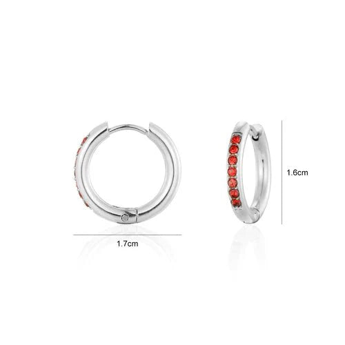 Hoops met steentjes rood/zilver - Desieradenconcurrent.nl
