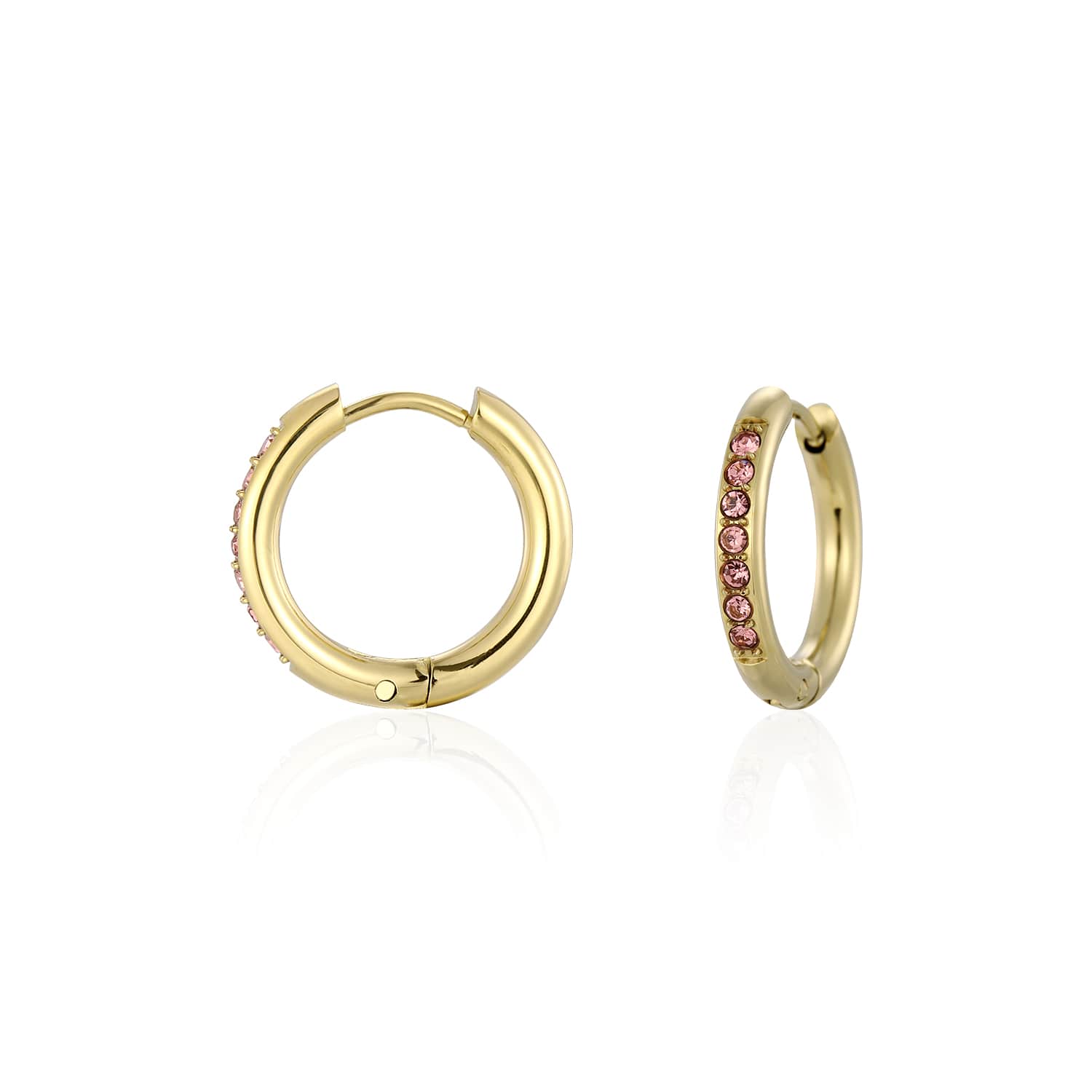 Hoops met steentjes roze/goud - Desieradenconcurrent.nl
