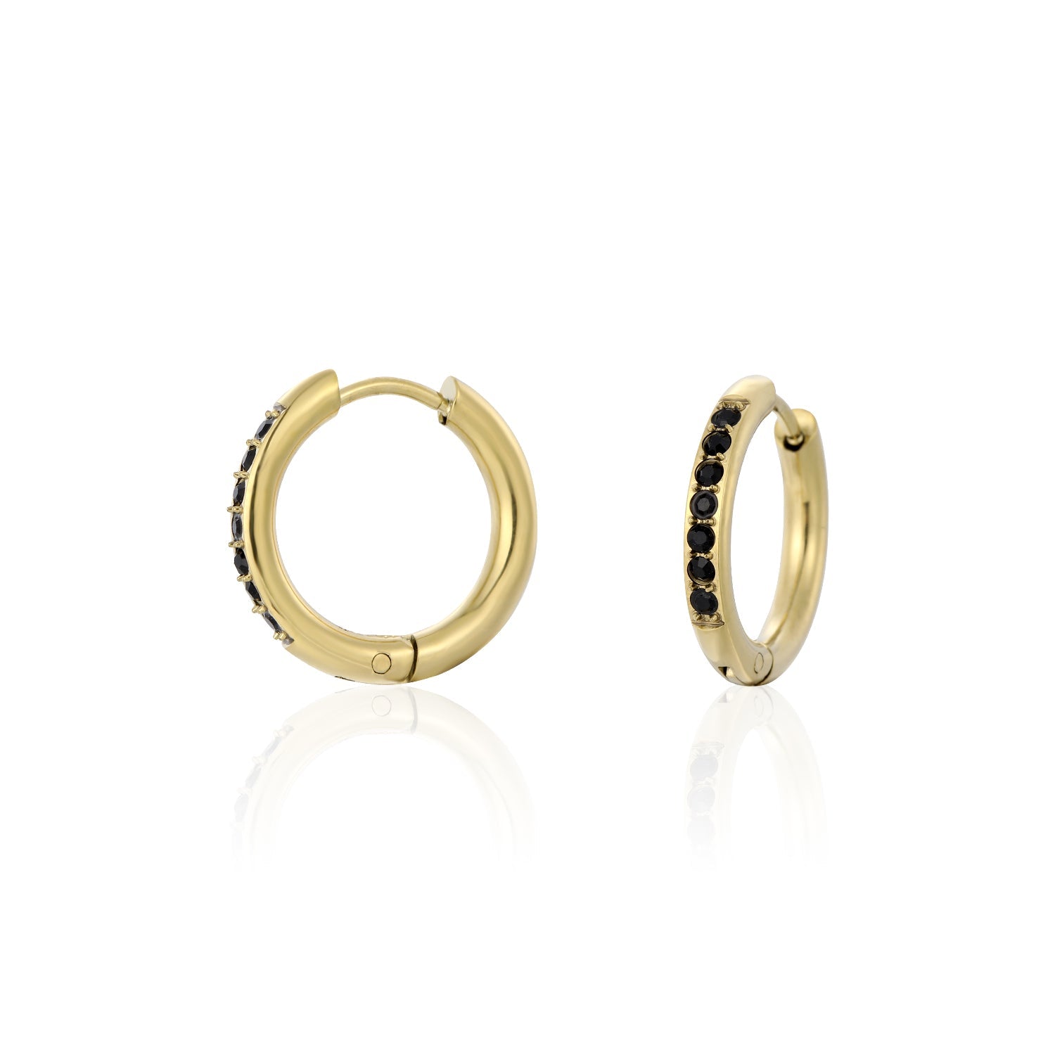 Hoops met steentjes zwart/goud - Desieradenconcurrent.nl