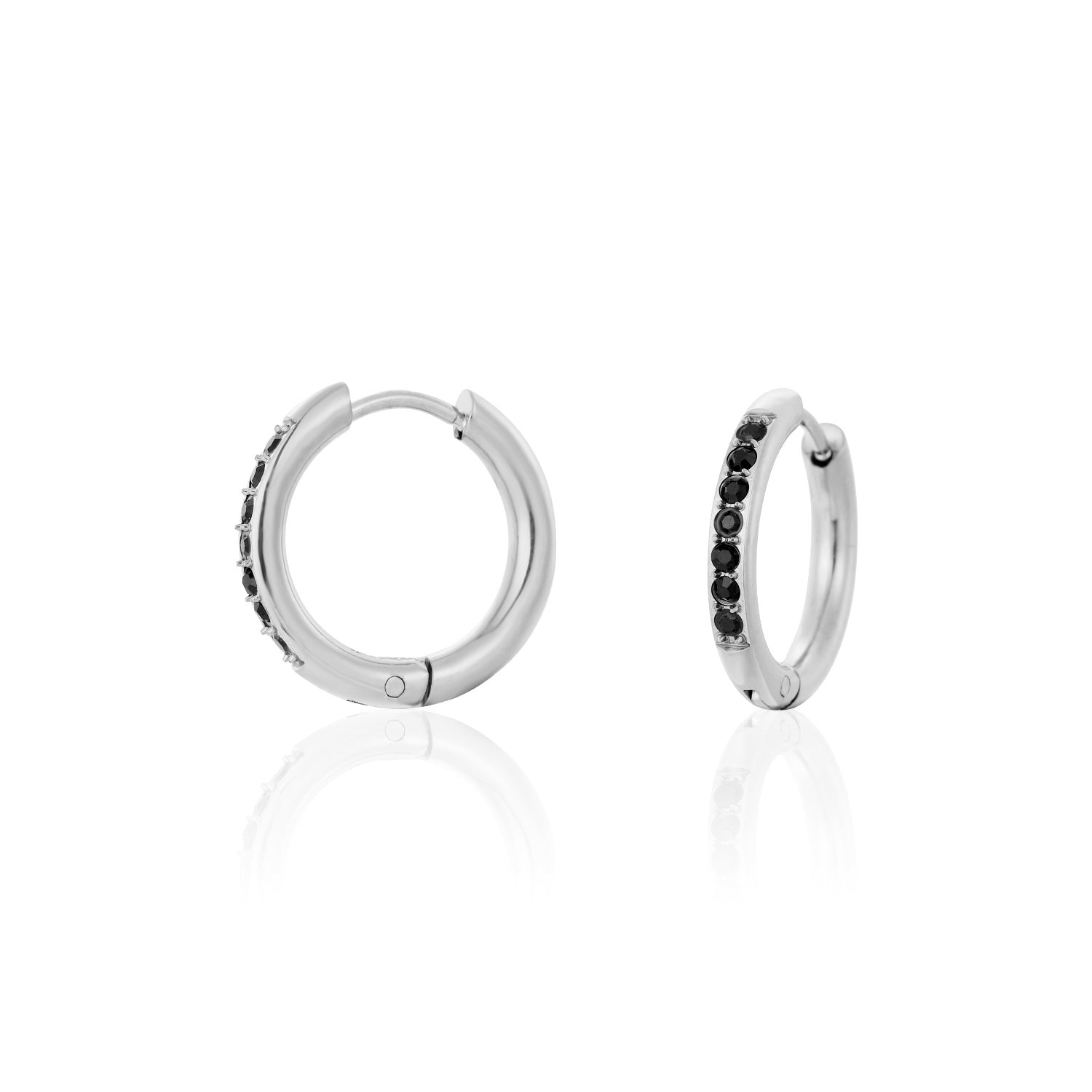 Hoops met steentjes zwart/zilver - Desieradenconcurrent.nl