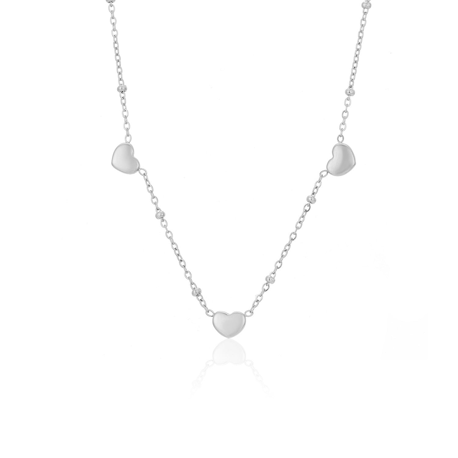 Ketting drie hartjes zilver - Desieradenconcurrent.nl