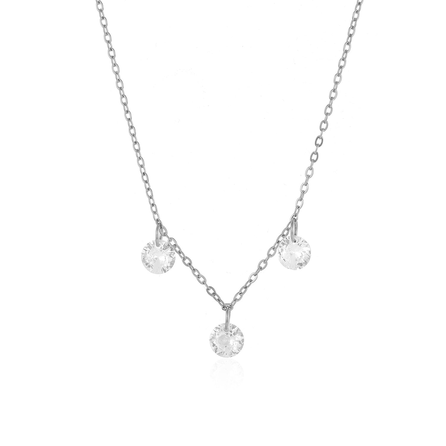 Ketting drie steentjes zilver - Desieradenconcurrent.nl