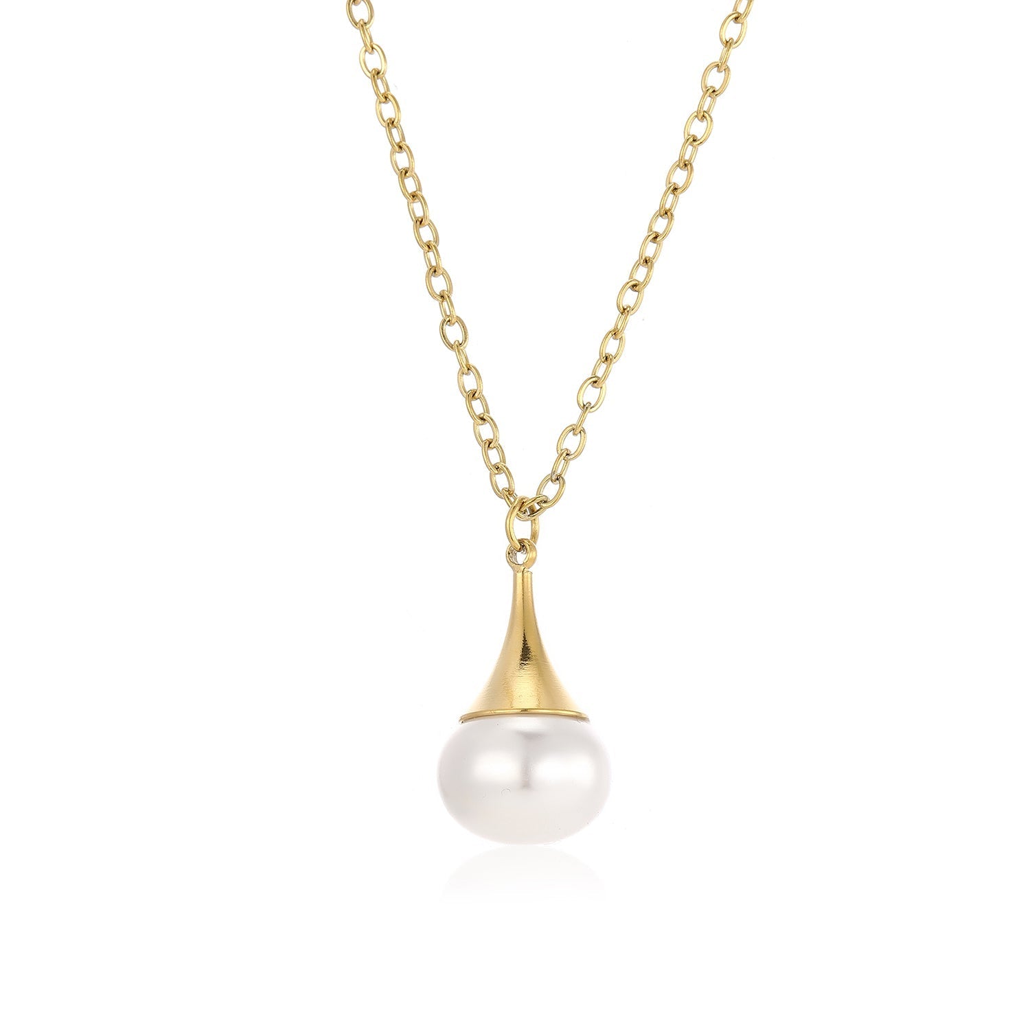 Ketting druppel parel goud - Desieradenconcurrent.nl