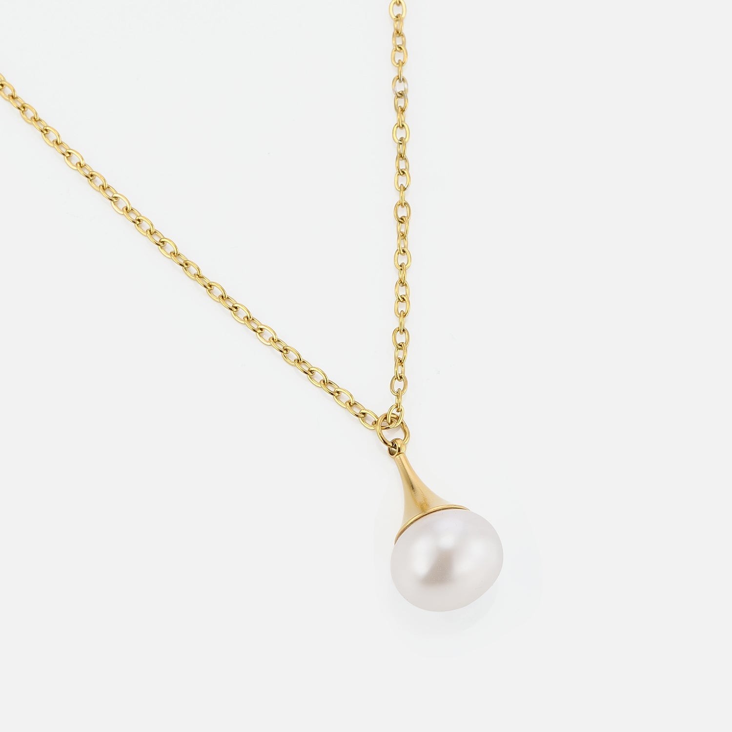 Ketting druppel parel goud - Desieradenconcurrent.nl