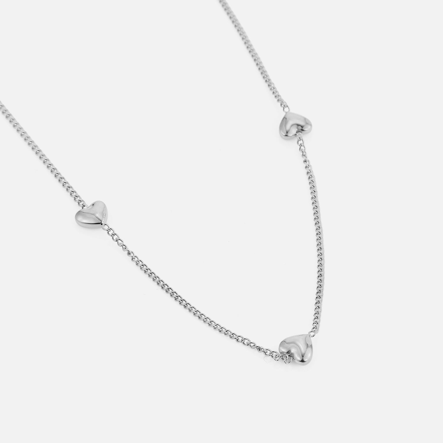 Ketting fancy hartjes zilver - Desieradenconcurrent.nl