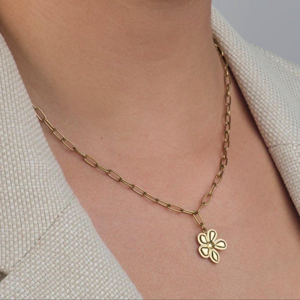 Ketting flower goud - Desieradenconcurrent.nl