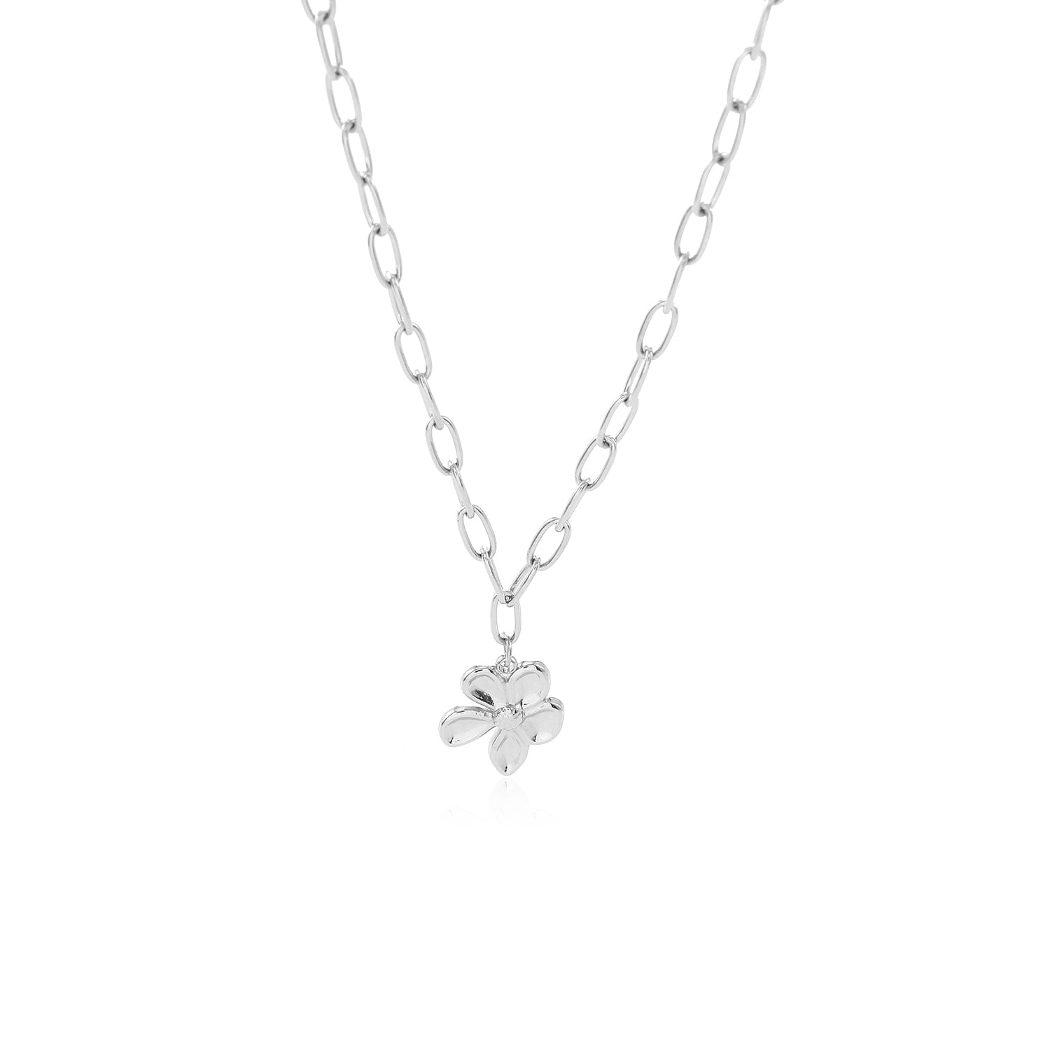 Ketting flower zilver - Desieradenconcurrent.nl