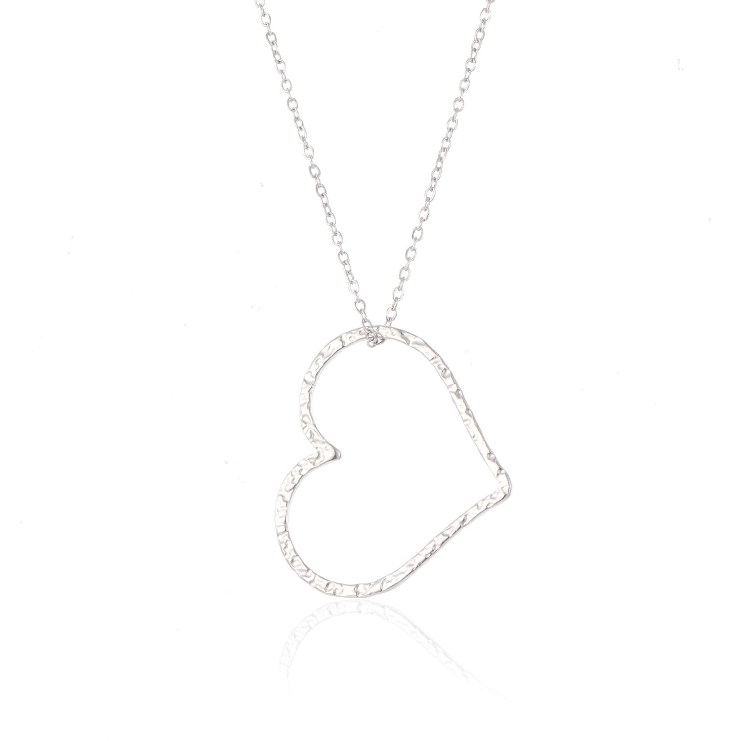 Ketting grote hart zilver - Desieradenconcurrent.nl
