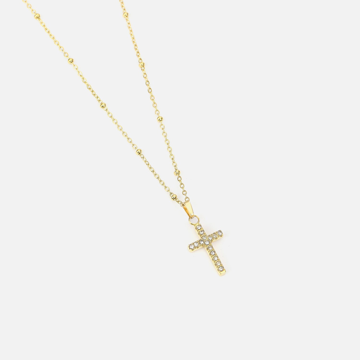 Ketting kruisje steentjes goud - Desieradenconcurrent.nl