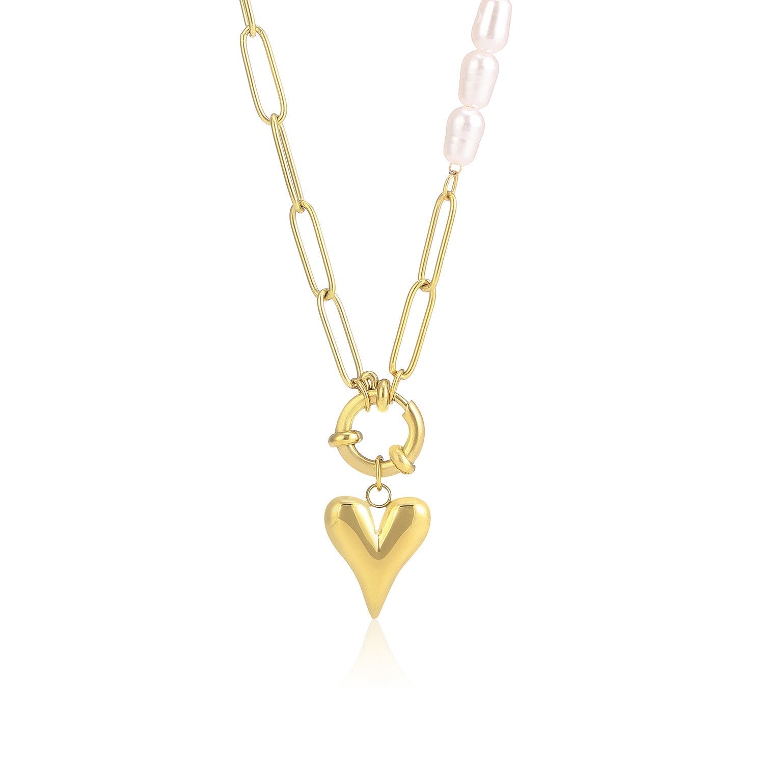 Ketting lux parels hartje goud - Desieradenconcurrent.nl