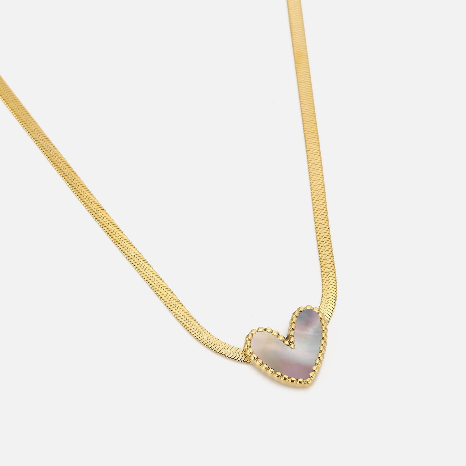 Ketting parelmoer hart goud - Desieradenconcurrent.nl