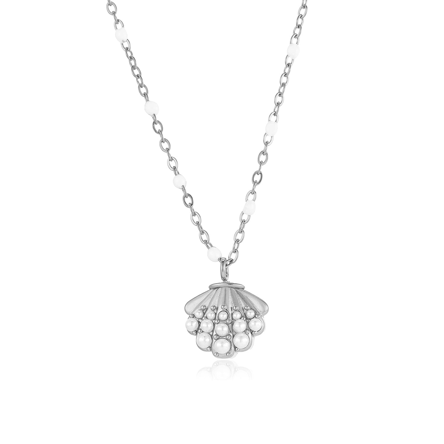 Ketting schelp parel zilver - Desieradenconcurrent.nl