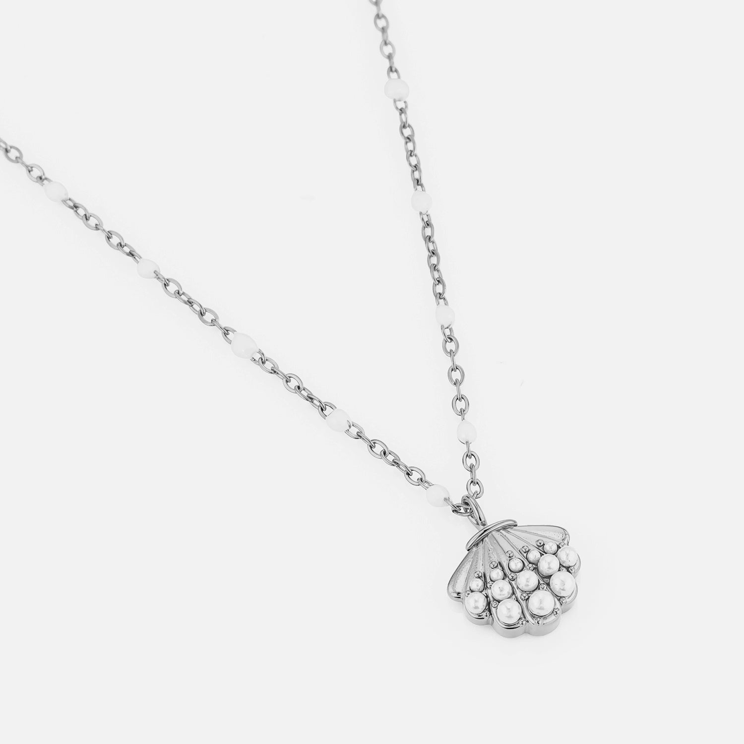 Ketting schelp parel zilver - Desieradenconcurrent.nl