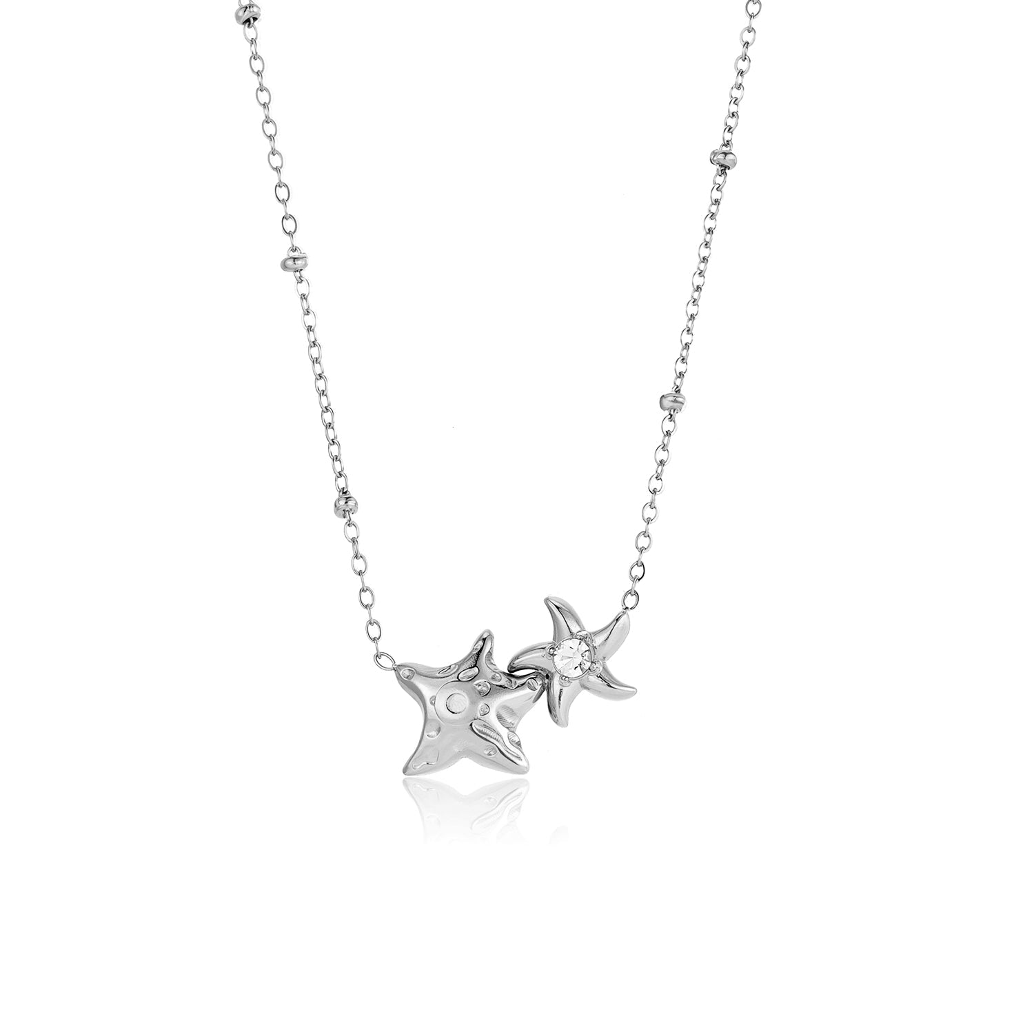 Ketting verbonden sterren zilver - Desieradenconcurrent.nl