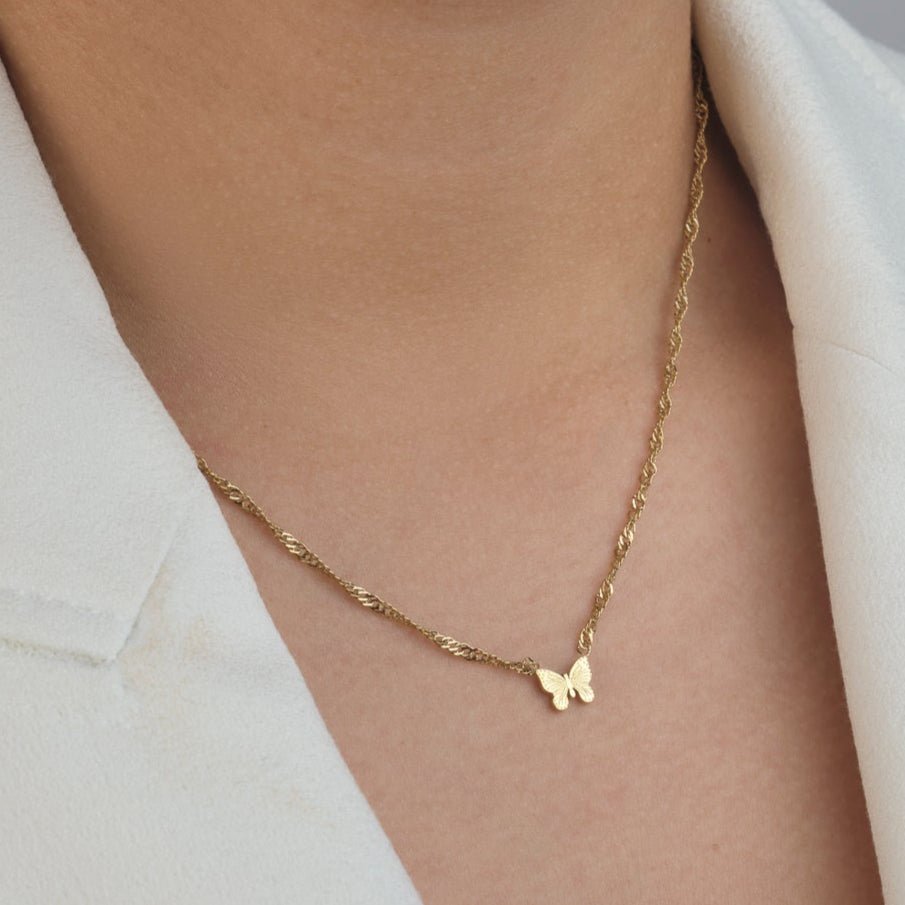Ketting vlinder goud - Desieradenconcurrent.nl