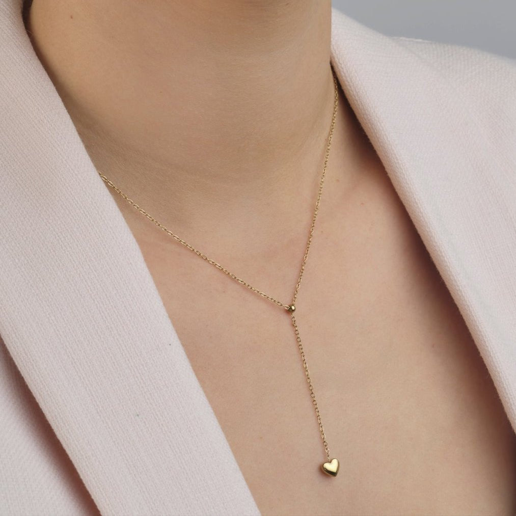 Ketting Y - vorm hartje goud - Desieradenconcurrent.nl