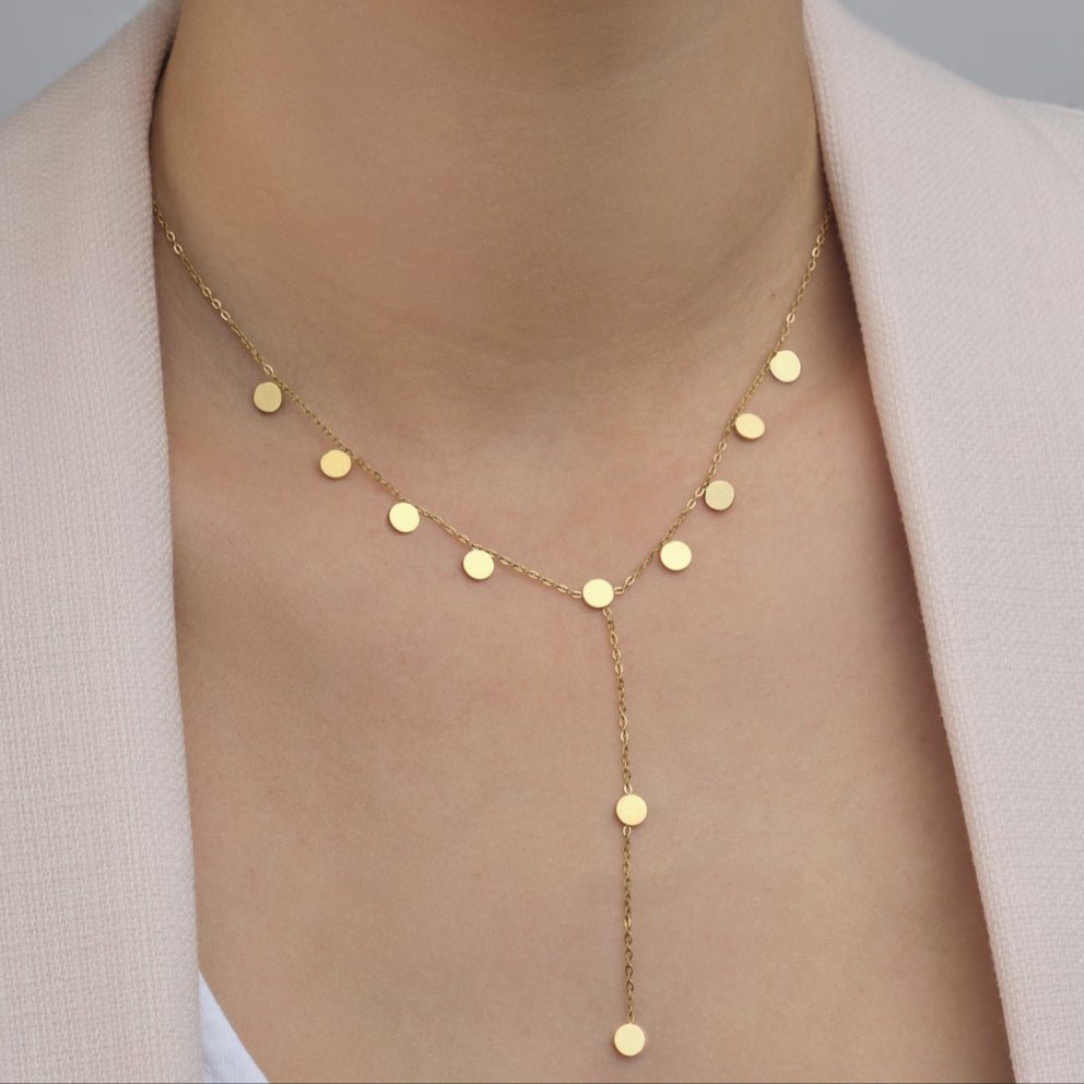 Ketting Y - vorm muntjes goud - Desieradenconcurrent.nl