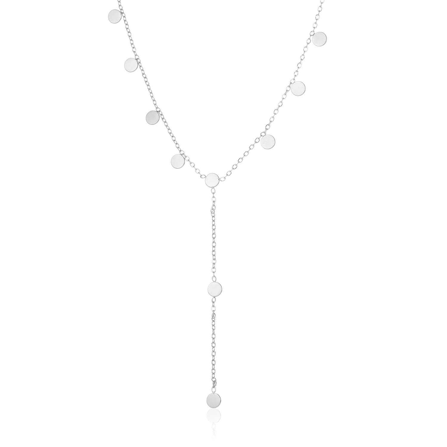 Ketting Y - vorm muntjes zilver - Desieradenconcurrent.nl
