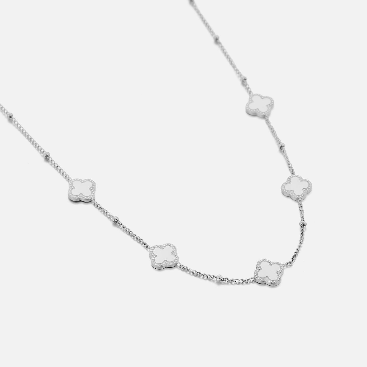 Klavers ketting zilver - Desieradenconcurrent.nl