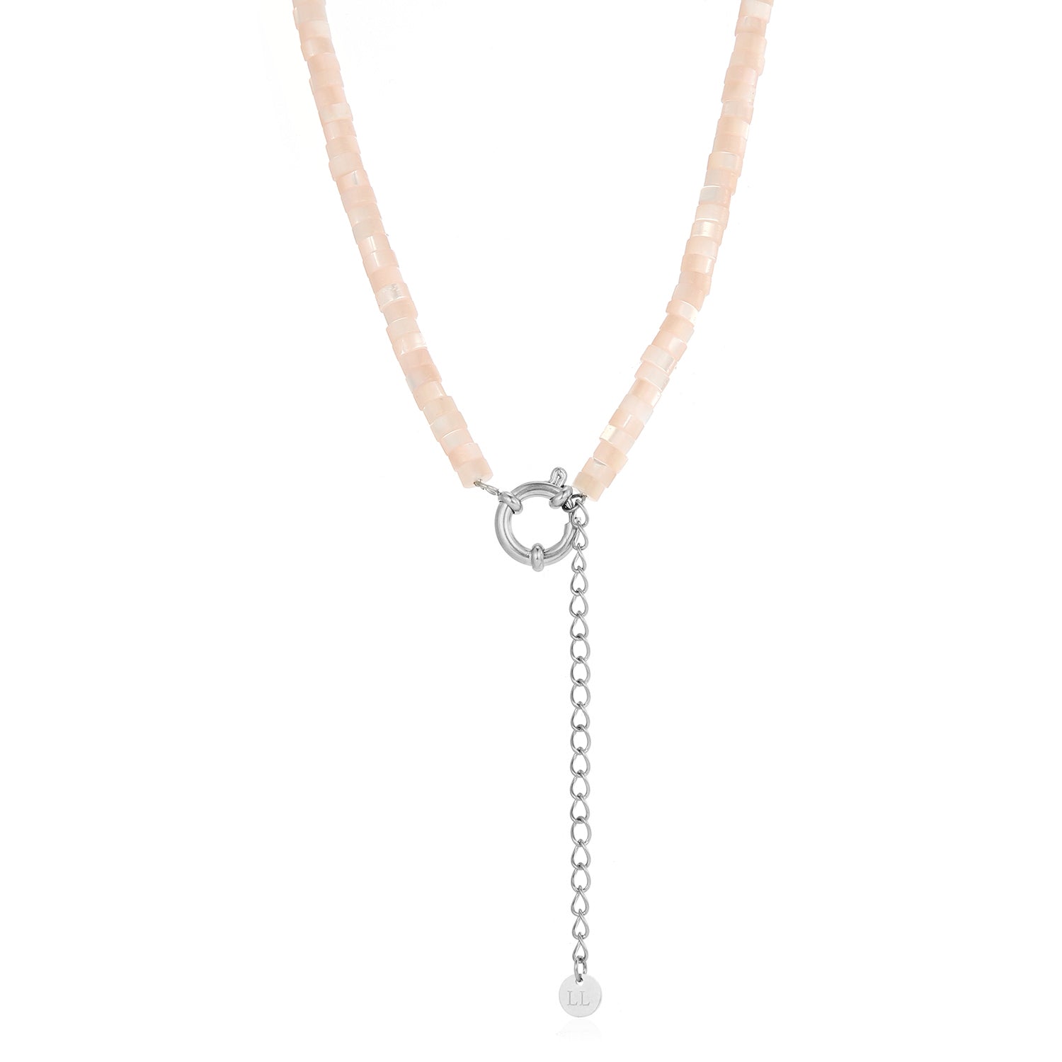 Kralen ketting roze zilver - Desieradenconcurrent.nl