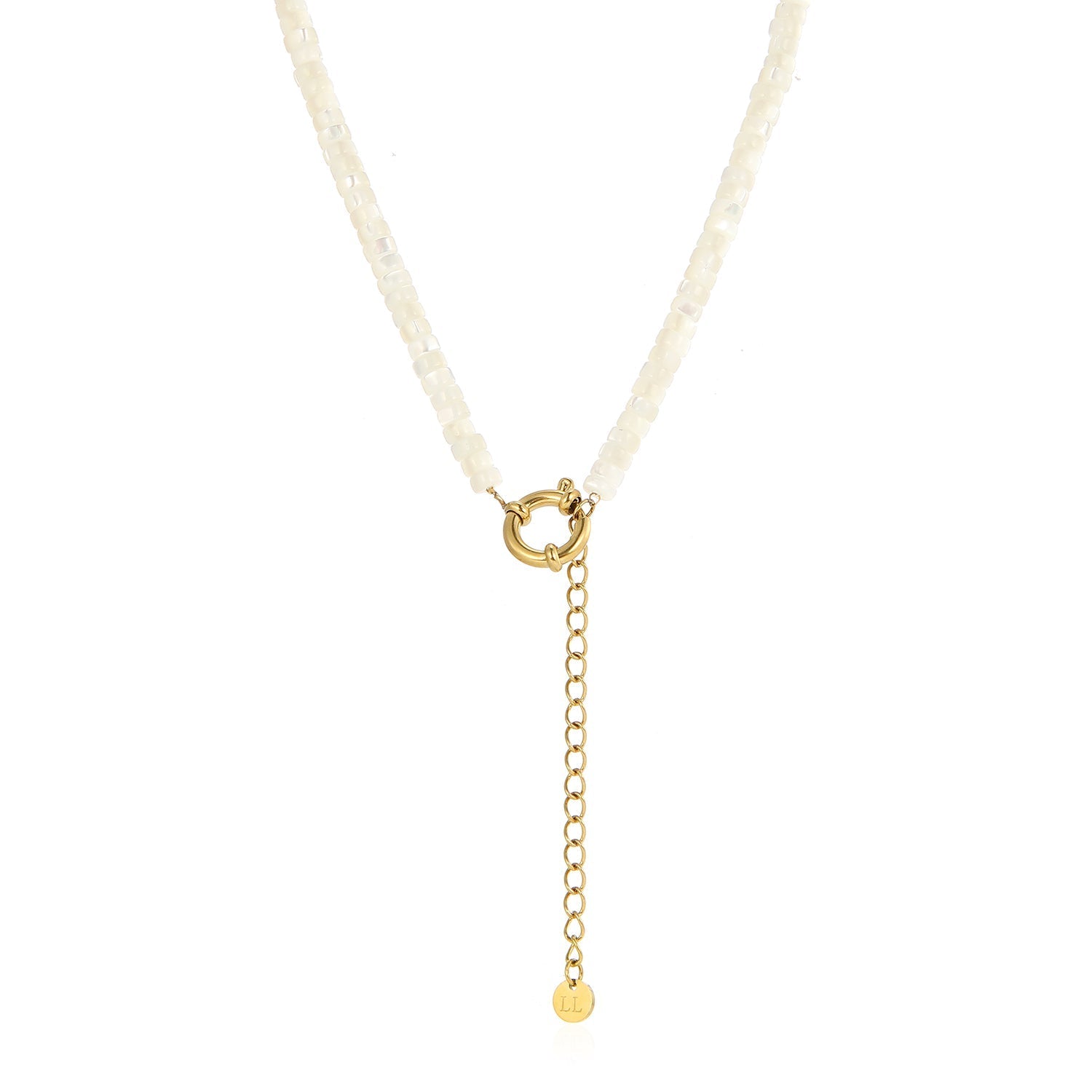 Kralen ketting wit goud - Desieradenconcurrent.nl